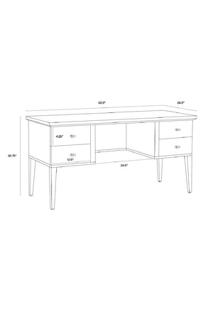   Modern European furniture - Cream Shagreen 4-Drawer Desk - www.oroa.com | Oroa.com