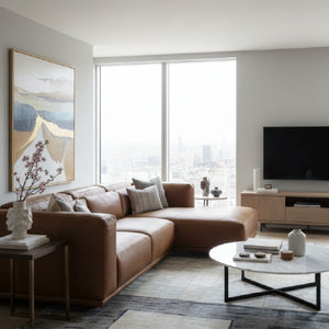   Modern European furniture - Brown Leather Chaise Sofa - www.oroa.com | Oroa.com