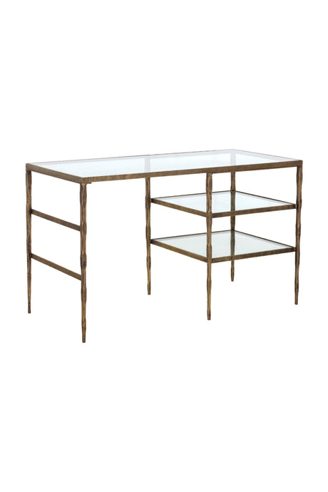  Modern European furniture - Glass 2-Shelf Desk - www.oroa.com | Oroa.com