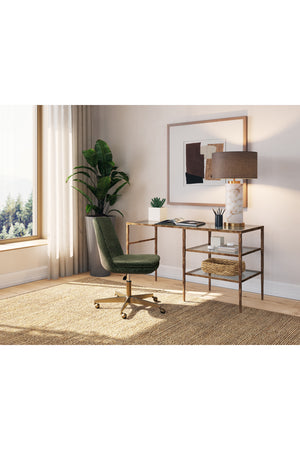   Modern European furniture - Glass 2-Shelf Desk - www.oroa.com | Oroa.com