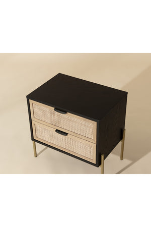   Modern European furniture - Black Oak Nightstand with Rattan Drawers - www.oroa.com | Oroa.com