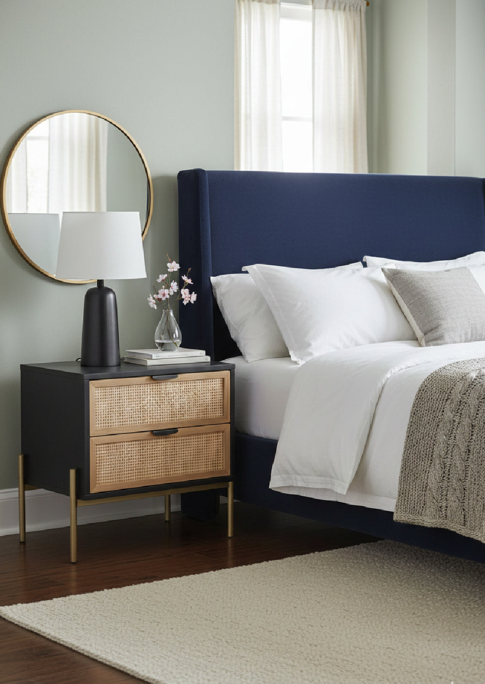   Modern European furniture - Black Oak Nightstand with Rattan Drawers - www.oroa.com | Oroa.com