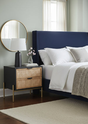   Modern European furniture - Black Oak Nightstand with Rattan Drawers - www.oroa.com | Oroa.com