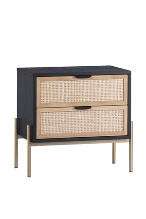   Modern European furniture - Black Oak Nightstand with Rattan Drawers - www.oroa.com | Oroa.com
