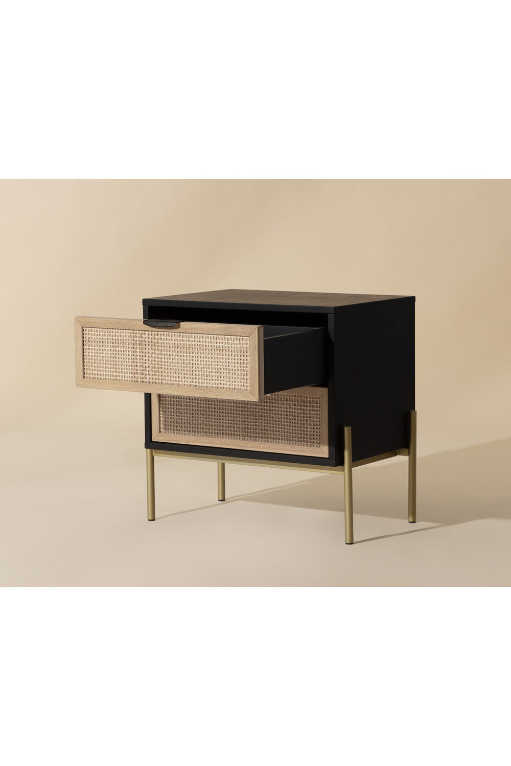   Modern European furniture - Black Oak Nightstand with Rattan Drawers - www.oroa.com | Oroa.com