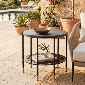   Black 2-Layer Indoor/Outdoor Side Table | Oroa.com