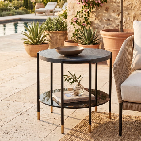   Black 2-Layer Indoor/Outdoor Side Table | Oroa.com