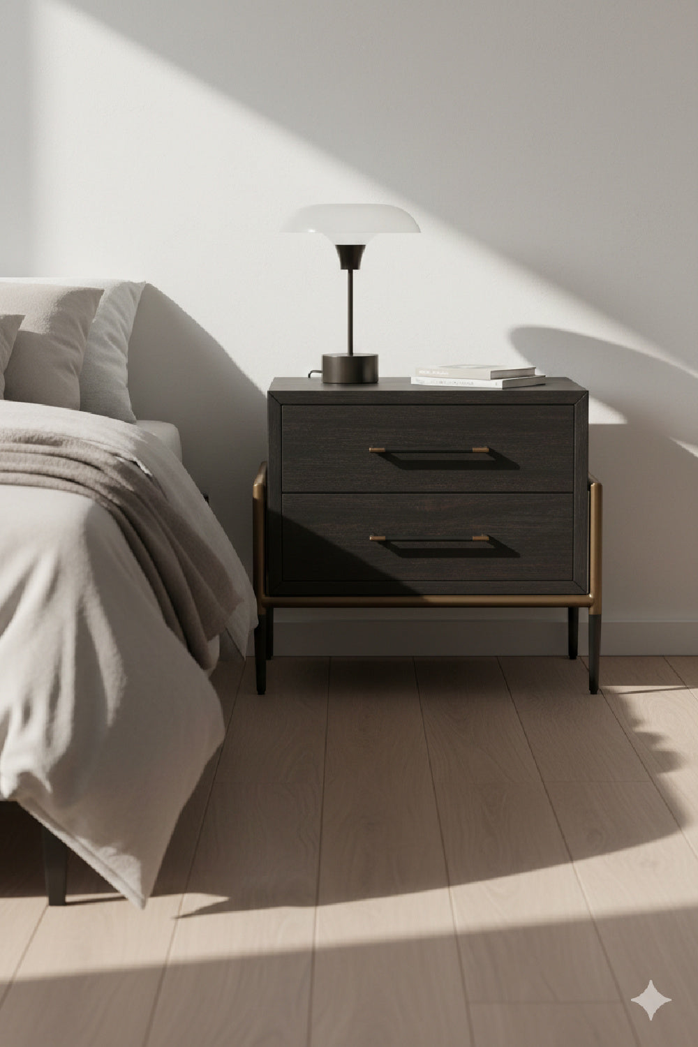   Modern European furniture - Acacia Veneer 2-Drawer Nightstand - www.oroa.com | Oroa.com
