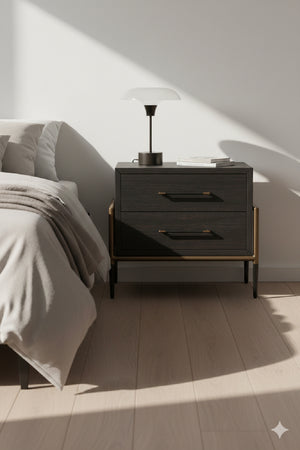   Modern European furniture - Acacia Veneer 2-Drawer Nightstand - www.oroa.com | Oroa.com
