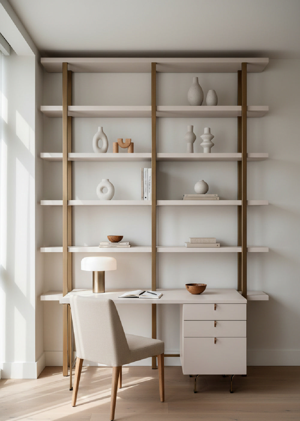   Modern European furniture - Cream Wooden 3-Drawer Desk - www.oroa.com | Oroa.com