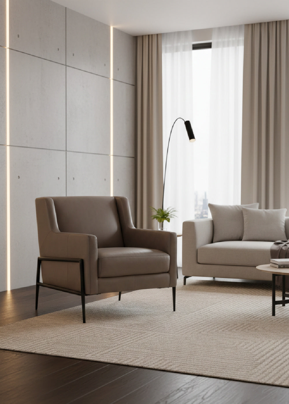   Modern European furniture - Gray Leather Modern Lounge Chair - www.oroa.com | Oroa.com