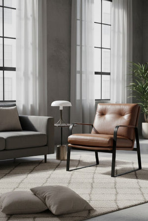   Brown Leather Industrial Lounge Chair | Oroa.com