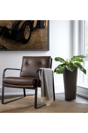   Modern European furniture - Brown Leather Industrial Lounge Chair - www.oroa.com | Oroa.com