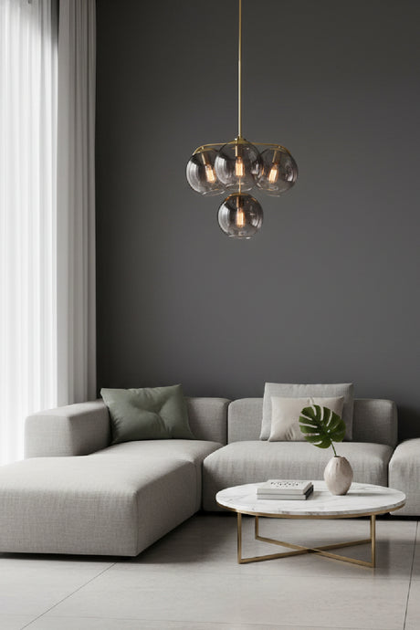   Modern European furniture - 4 Gray Glass Shades Chandelier - www.oroa.com | Oroa.com