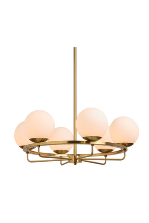   Modern European furniture - Gold Framed White Glass Chandelier - www.oroa.com | Oroa.com