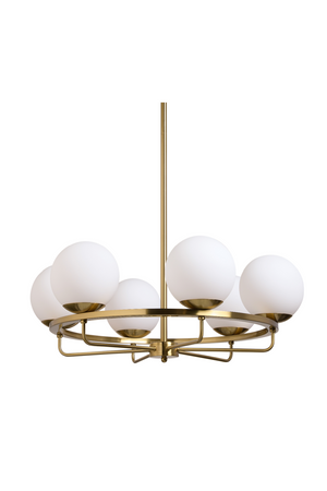   Modern European furniture - Gold Framed White Glass Chandelier - www.oroa.com | Oroa.com