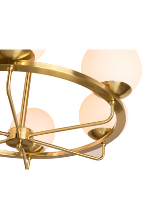   Modern European furniture - Gold Framed White Glass Chandelier - www.oroa.com | Oroa.com
