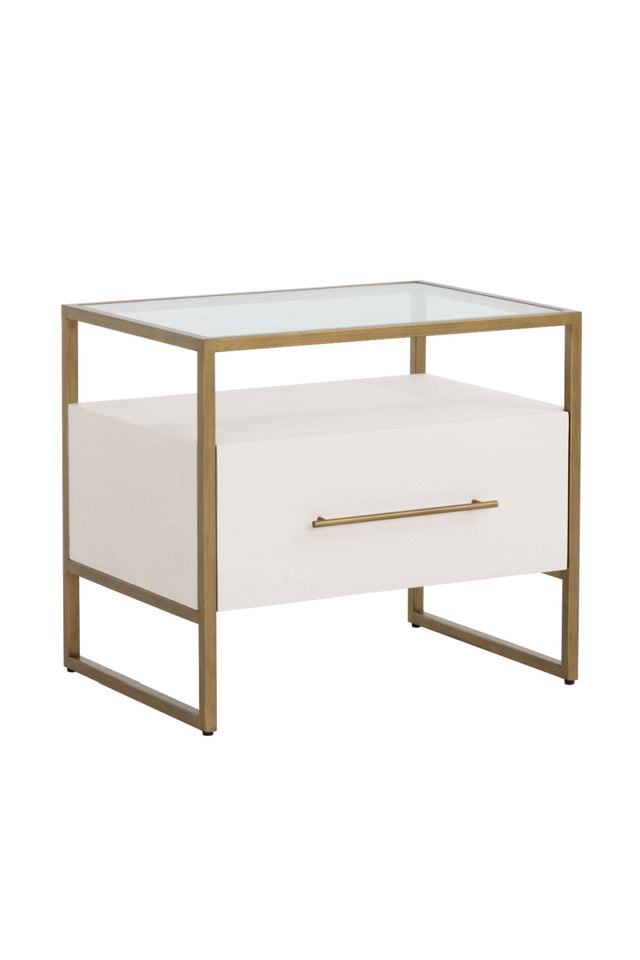 Modern European furniture - Cream Shagreen 1-Drawer Nightstand - www.oroa.com