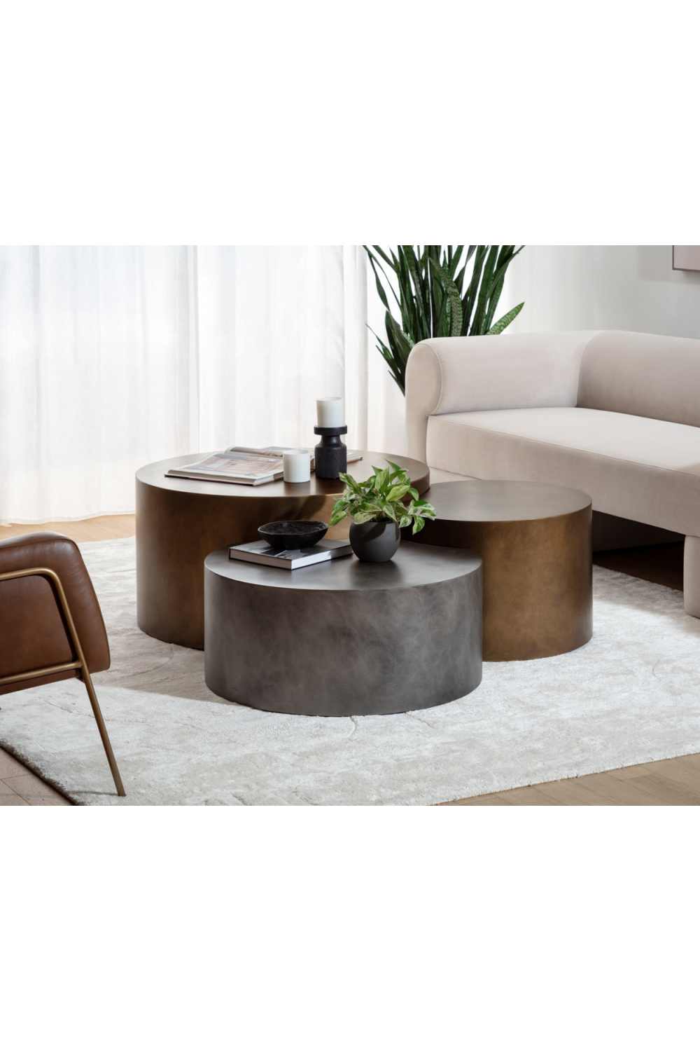   Modern European furniture - Antique Brass Nesting Coffee Tables - www.oroa.com | Oroa.com