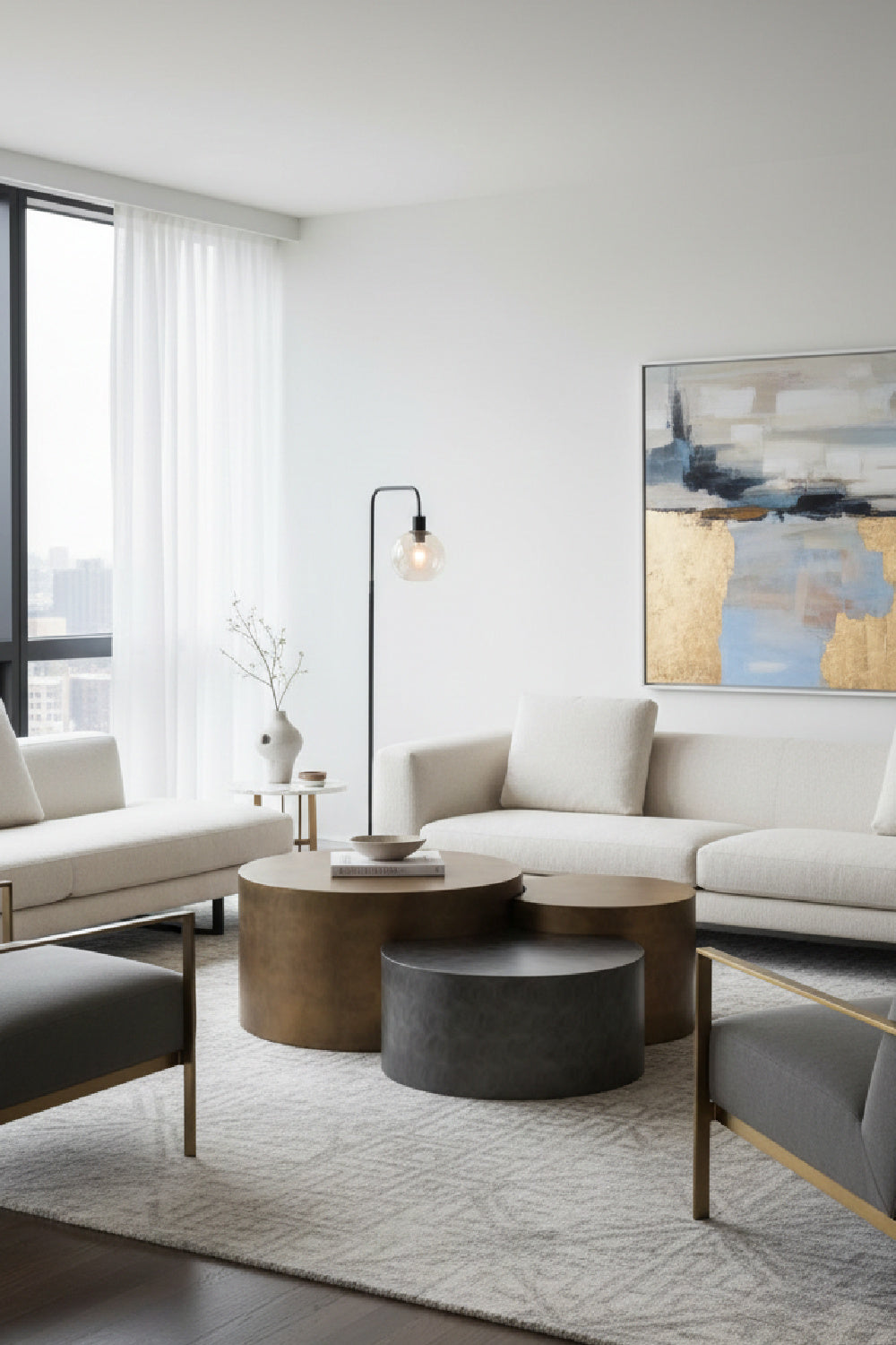  Modern European furniture - Antique Brass Nesting Coffee Tables - www.oroa.com | Oroa.com