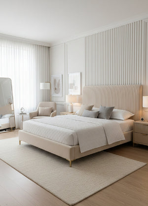   Modern European furniture - Cream Tufted King Bed - www.oroa.com | Oroa.com