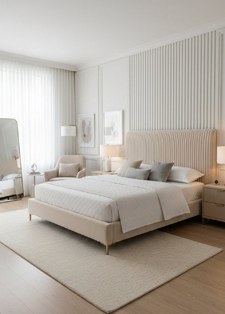   Modern European furniture - Cream Tufted King Bed - www.oroa.com | Oroa.com