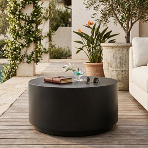   Black Cylindrical Indoor/Outdoor Coffee Table | Oroa.com