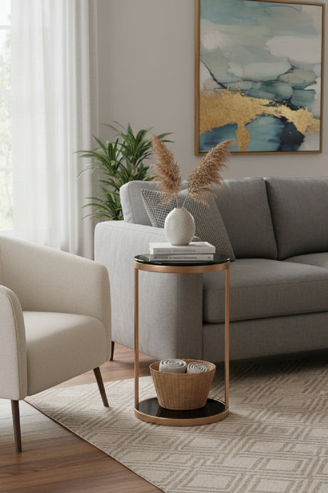   Modern European furniture  Round Black Glass End Table - www.oroa.com | Oroa.com