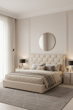   Modern European furniture - Taupe Hexagonal-Tufted King Bed - www.oroa.com | Oroa.com