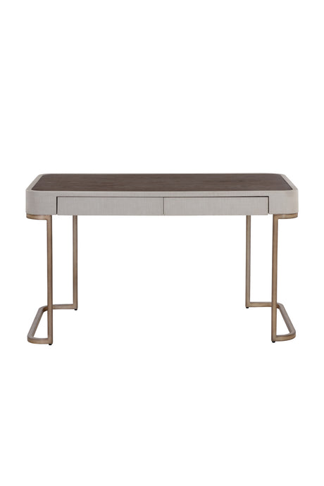   Modern European furniture - Cream Leather Look 2-Drawer Desk - www.oroa.com | Oroa.com