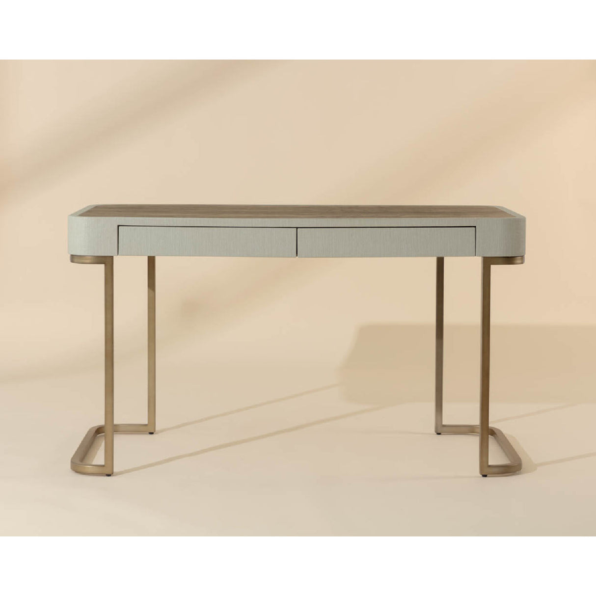   Modern European furniture - Cream Leather Look 2-Drawer Desk - www.oroa.com | Oroa.com