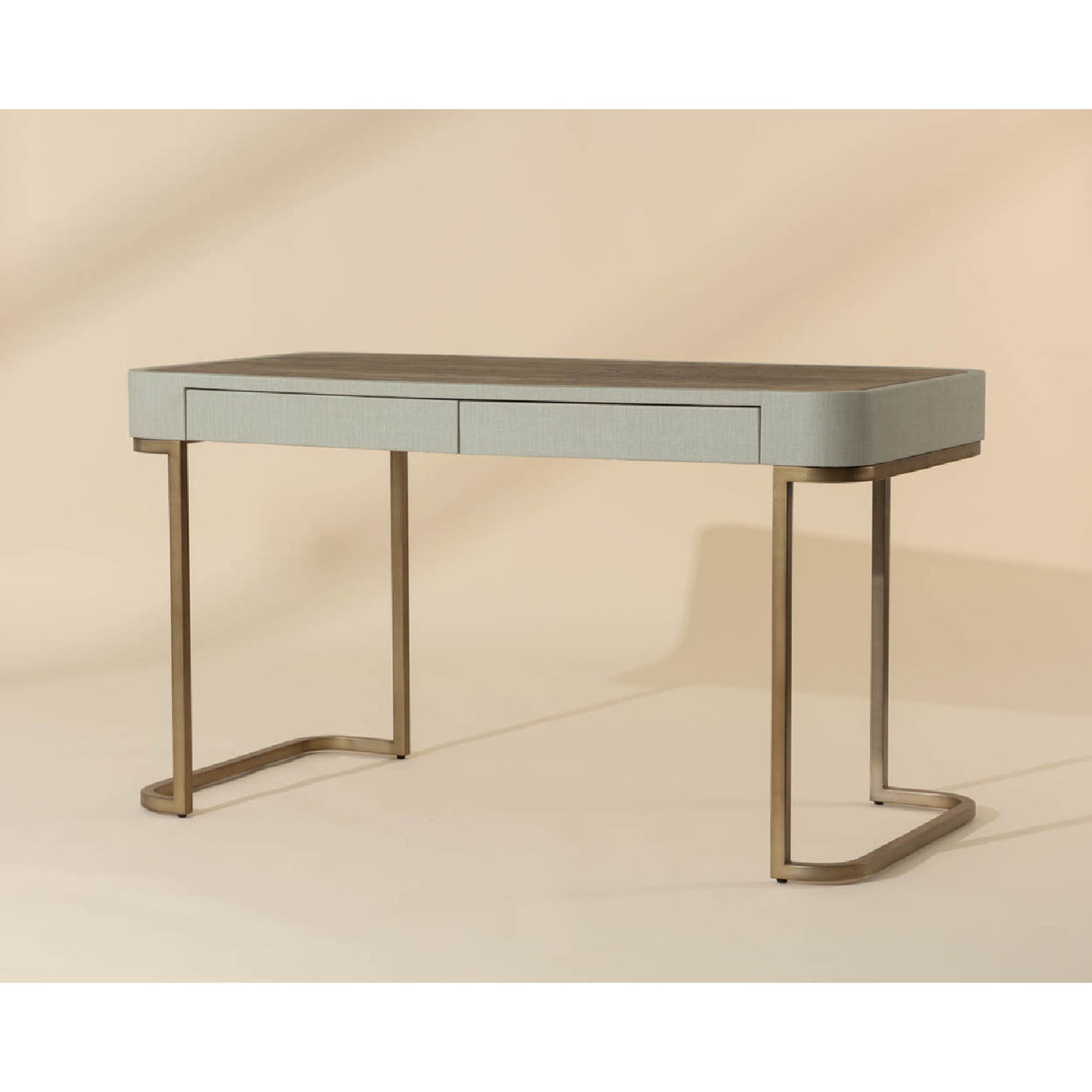   Modern European furniture - Cream Leather Look 2-Drawer Desk - www.oroa.com | Oroa.com
