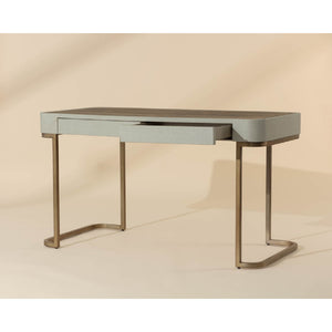   Modern European furniture - Cream Leather Look 2-Drawer Desk - www.oroa.com | Oroa.com