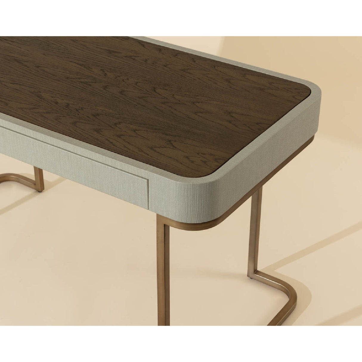   Modern European furniture - Cream Leather Look 2-Drawer Desk - www.oroa.com | Oroa.com
