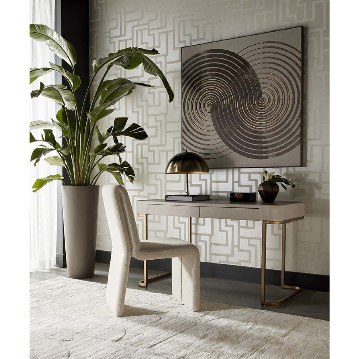   Modern European furniture - Cream Leather Look 2-Drawer Desk - www.oroa.com | Oroa.com