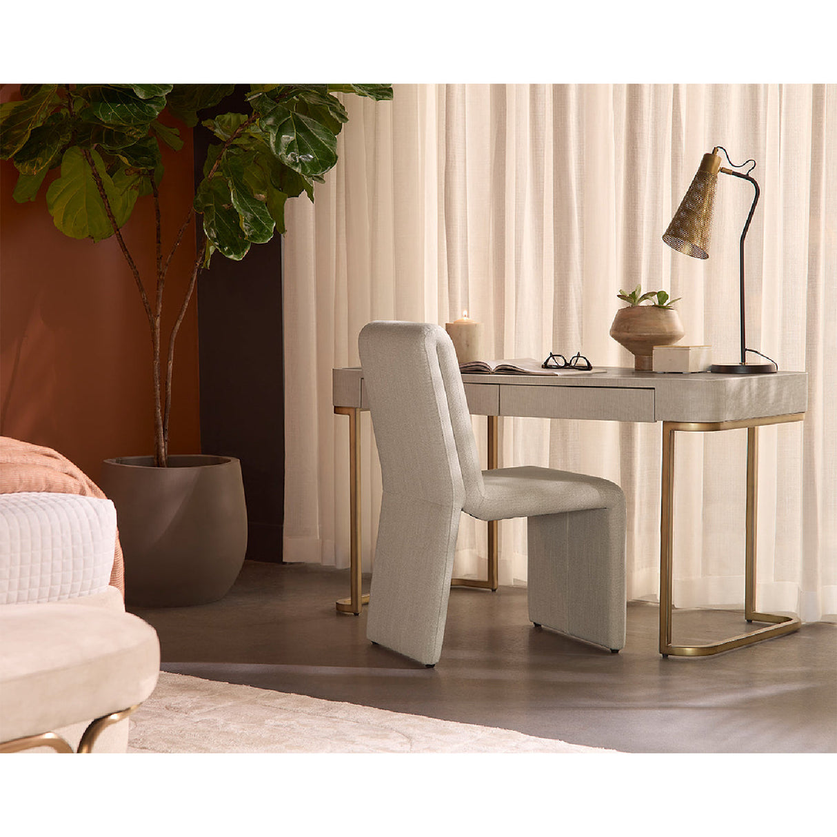   Modern European furniture - Cream Leather Look 2-Drawer Desk - www.oroa.com | Oroa.com