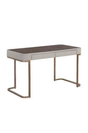   Modern European furniture - Cream Leather Look 2-Drawer Desk - www.oroa.com | Oroa.com
