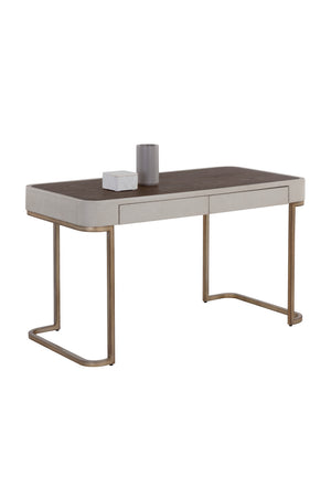   Modern European furniture - Cream Leather Look 2-Drawer Desk - www.oroa.com | Oroa.com