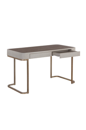   Modern European furniture - Cream Leather Look 2-Drawer Desk - www.oroa.com | Oroa.com