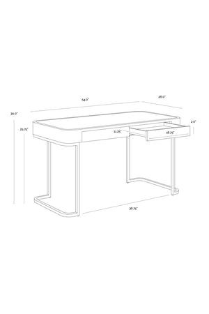   Modern European furniture - Cream Leather Look 2-Drawer Desk - www.oroa.com | Oroa.com