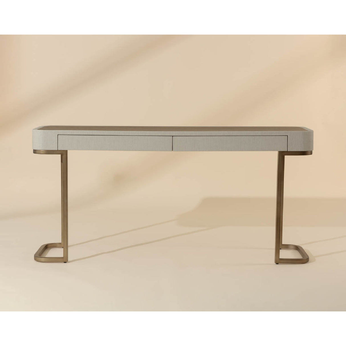   Modern European furniture - Cream Leather 2-Drawer Console Table - www.oroa.com | Oroa.com