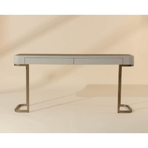   Modern European furniture - Cream Leather 2-Drawer Console Table - www.oroa.com | Oroa.com