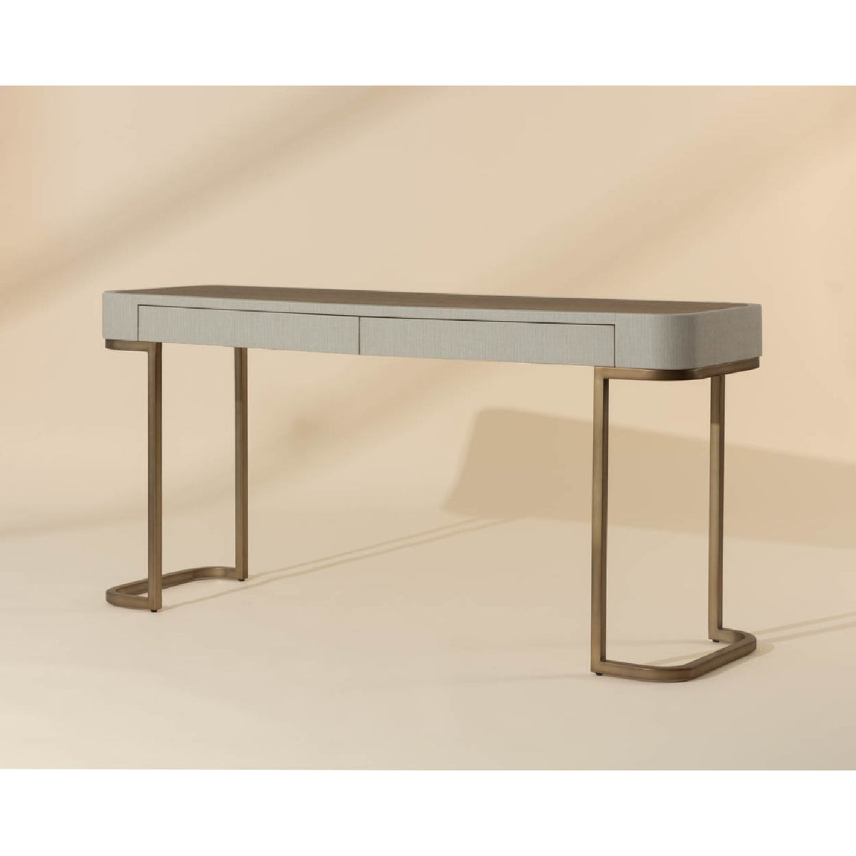   Modern European furniture - Cream Leather 2-Drawer Console Table - www.oroa.com | Oroa.com
