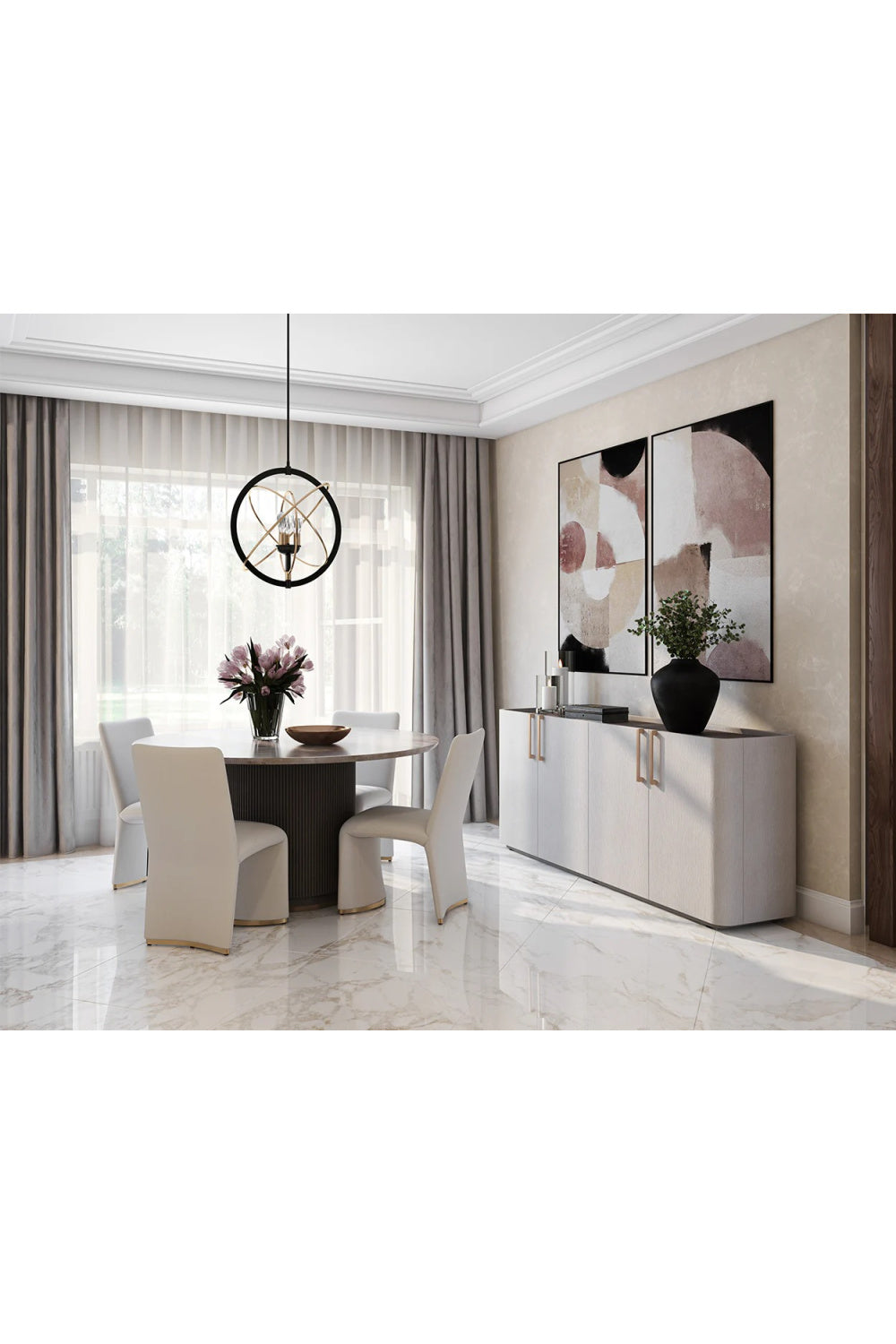   Modern European furniture - Cream Leather 4-Door Sideboard - www.oroa.com | Oroa.com