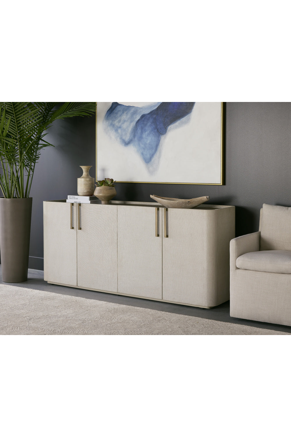   Modern European furniture - Cream Leather 4-Door Sideboard - www.oroa.com | Oroa.com