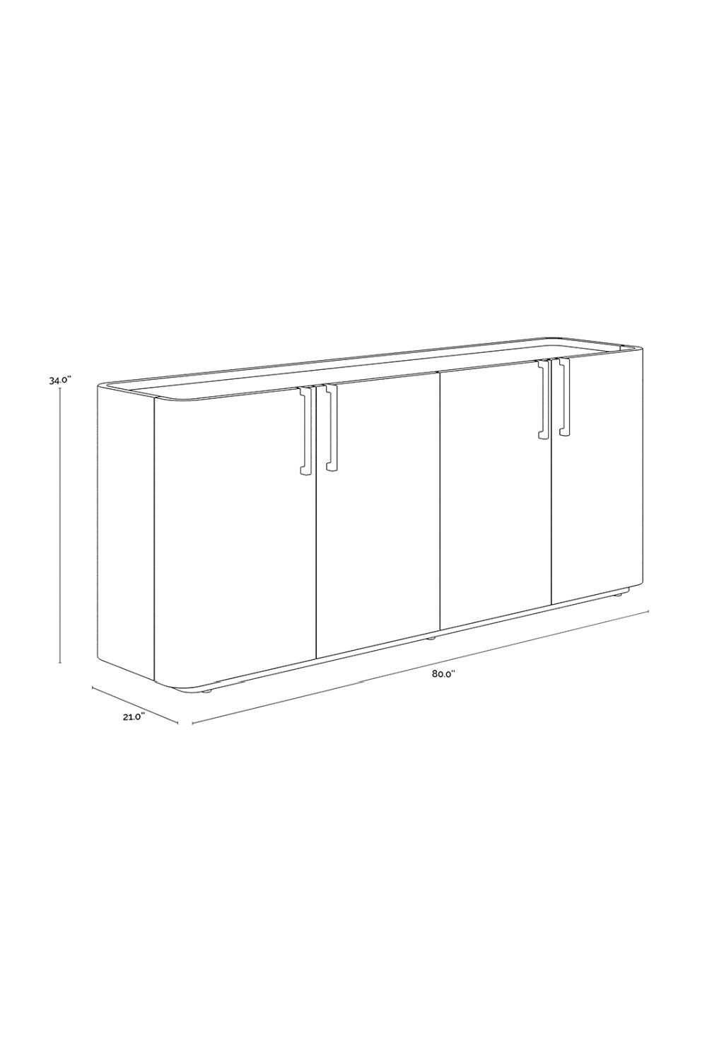   Modern European furniture - Cream Leather 4-Door Sideboard - www.oroa.com | Oroa.com