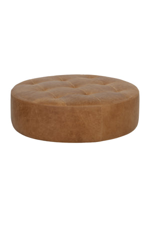  Modern European furniture - Brown Leather Round Ottoman - www.oroa.com | Oroa.com