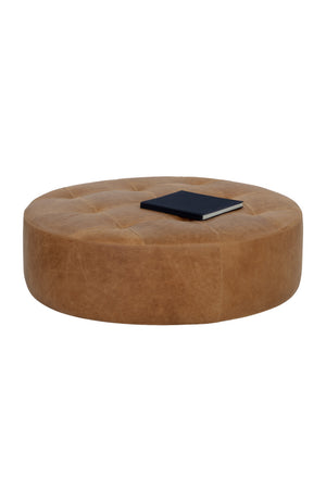   Modern European furniture - Brown Leather Round Ottoman - www.oroa.com | Oroa.com