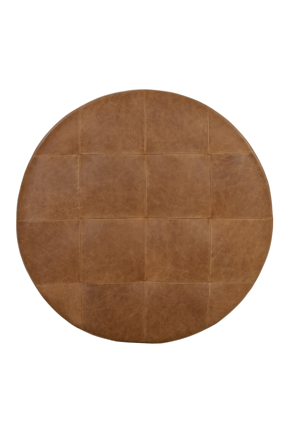   Modern European furniture - Brown Leather Round Ottoman - www.oroa.com | Oroa.com