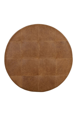   Modern European furniture - Brown Leather Round Ottoman - www.oroa.com | Oroa.com